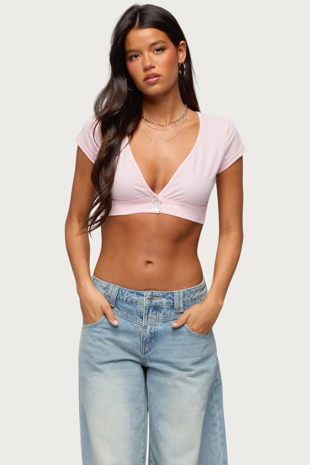 Cecey Button Up Crop Top