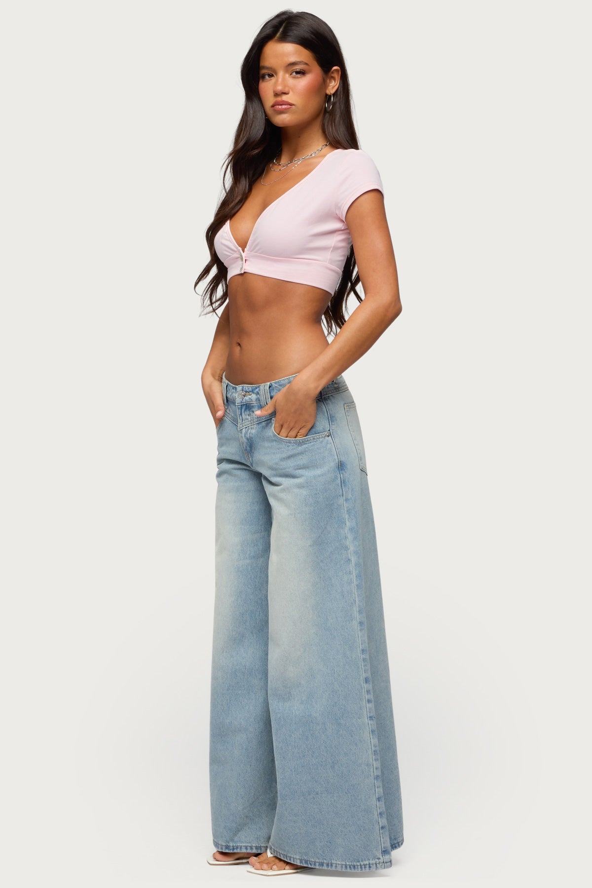 Cecey Button Up Crop Top - Image 4