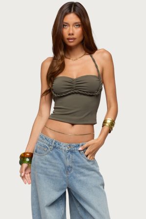 Sherri Braided Strap Halter Top