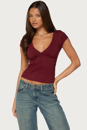 Penelopy Overlap V Neck T Shirt