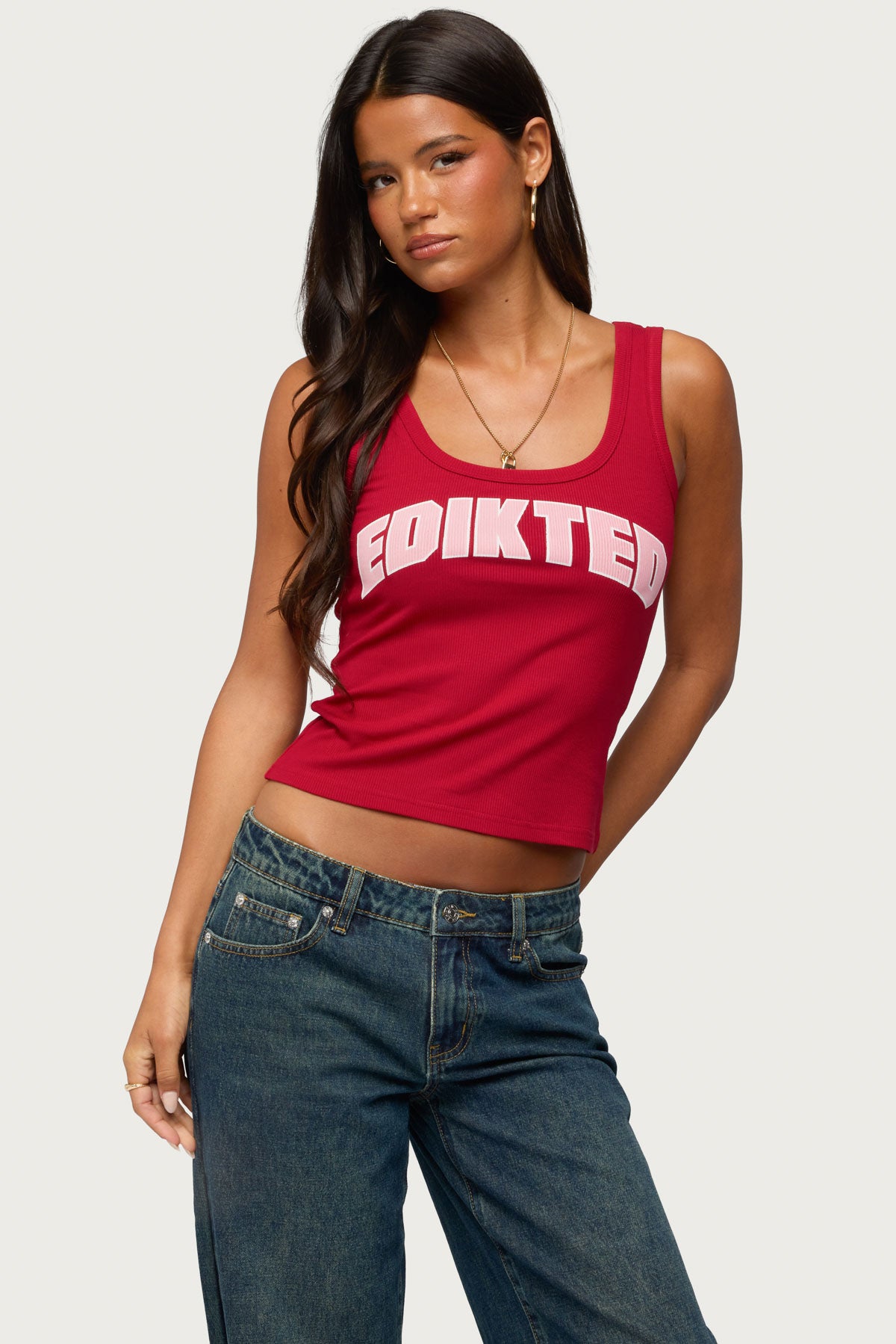 Edikted Girly Ribbed Tank Top - Image 4