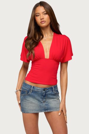 Betee Flutter Plunge Neck Top