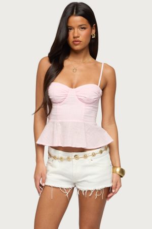 Peplum Linen Look Tank Top