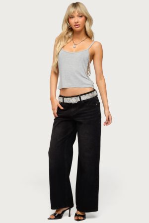 Petite Raelynn Washed Low Rise Baggy Jeans