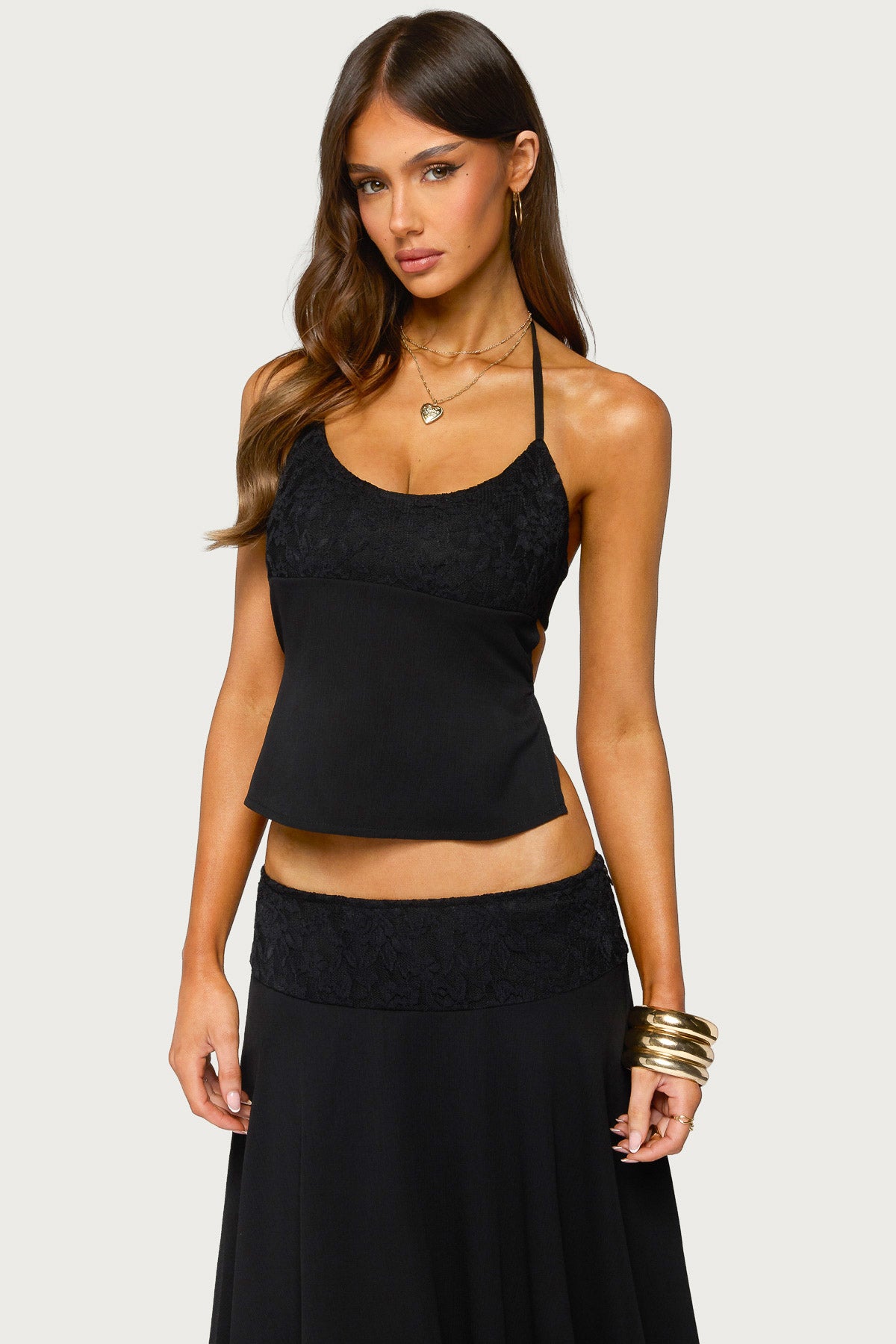 Evia Lacey Backless Halter Top