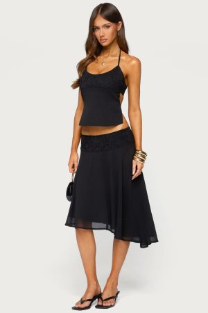 Evia Lacey Asymmetric Midi Skirt