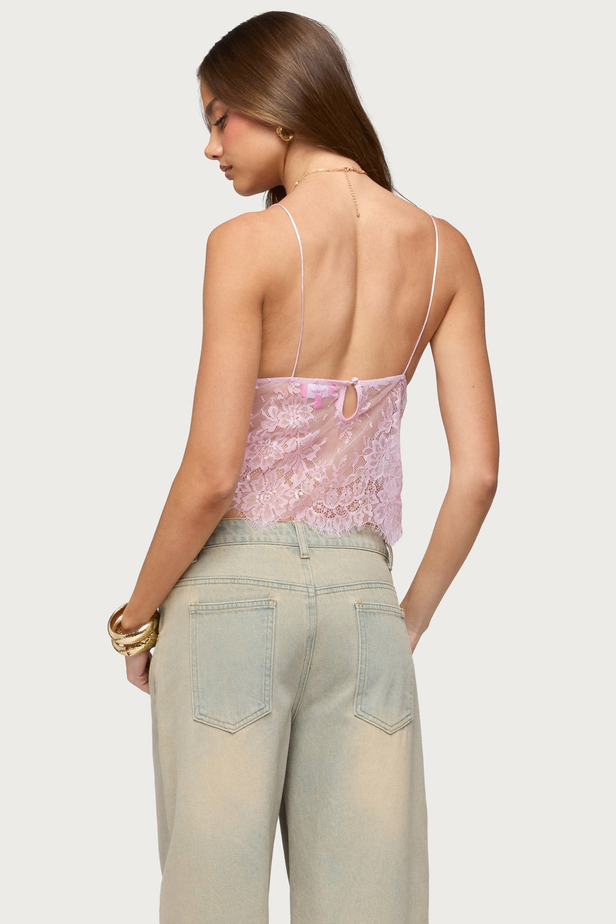 Ottilie Lace & Satin Effect Top - Image 5