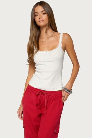 Contrast Stitched Lacey Henley Top