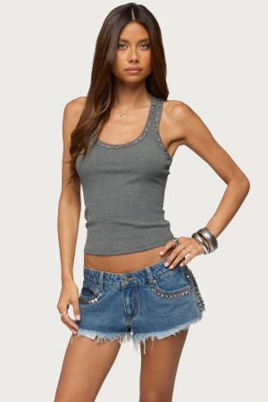 Charis Studded Ribbed Tank Top