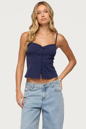 Delia Sweetheart Button Up Tank Top