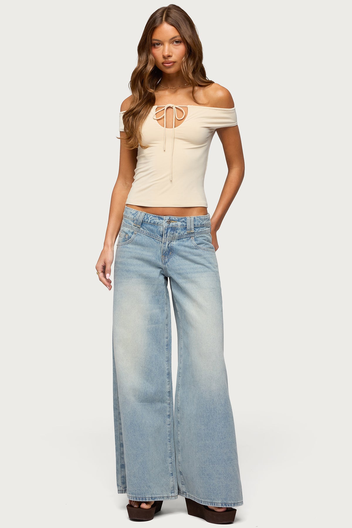 Kaite Off Shoulder Cutout Tie Top - Image 5