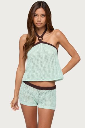 Loli Ring Contrast Knit Halter Top