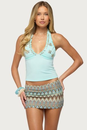 Chana Button Halter Top
