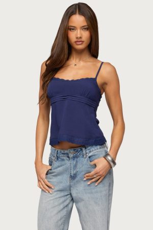 Michal Eyelet Babydoll Tank Top