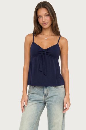 Michey Tie Front Babydoll Tank Top