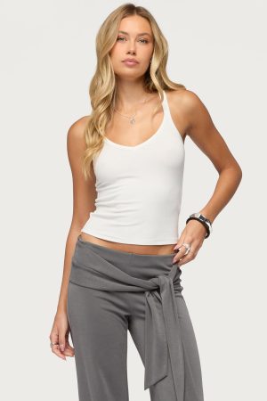 Juliena Ribbed V Neck Tank Top