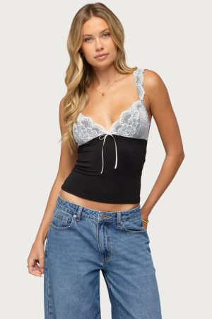 Troya Contrast Lacey Top