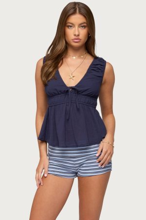 Bertha V Neck Babydoll Top