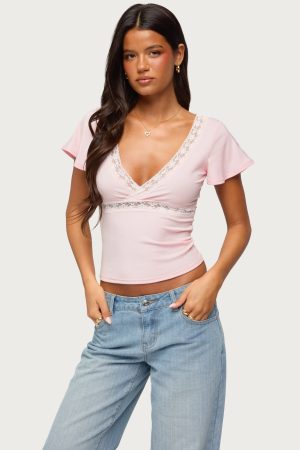 Yvetta Lacey Flutter Sleeve Top