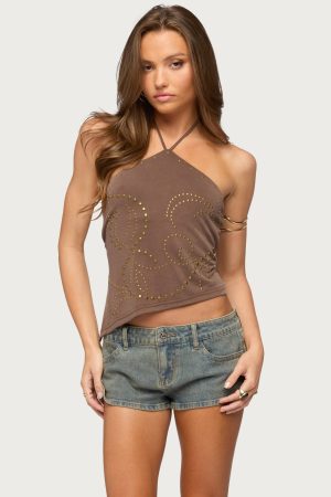 Ellise Studded Built In Bra Top
