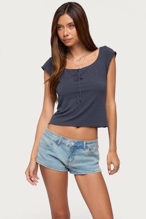 Pera Wide Scoop Neck Tie Top