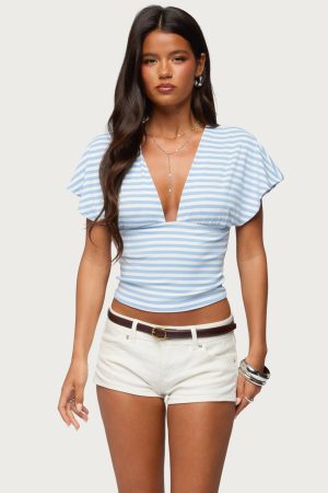 Chassidy Striped Flutter Top