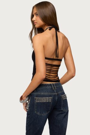 Minsoo Shredded Back Halter Top