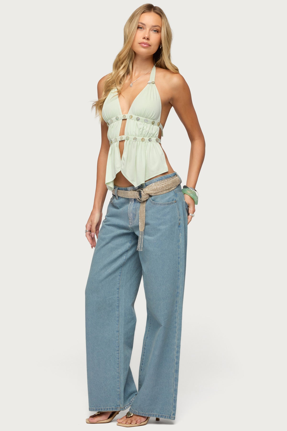Izora Button Split Front Top - Image 4