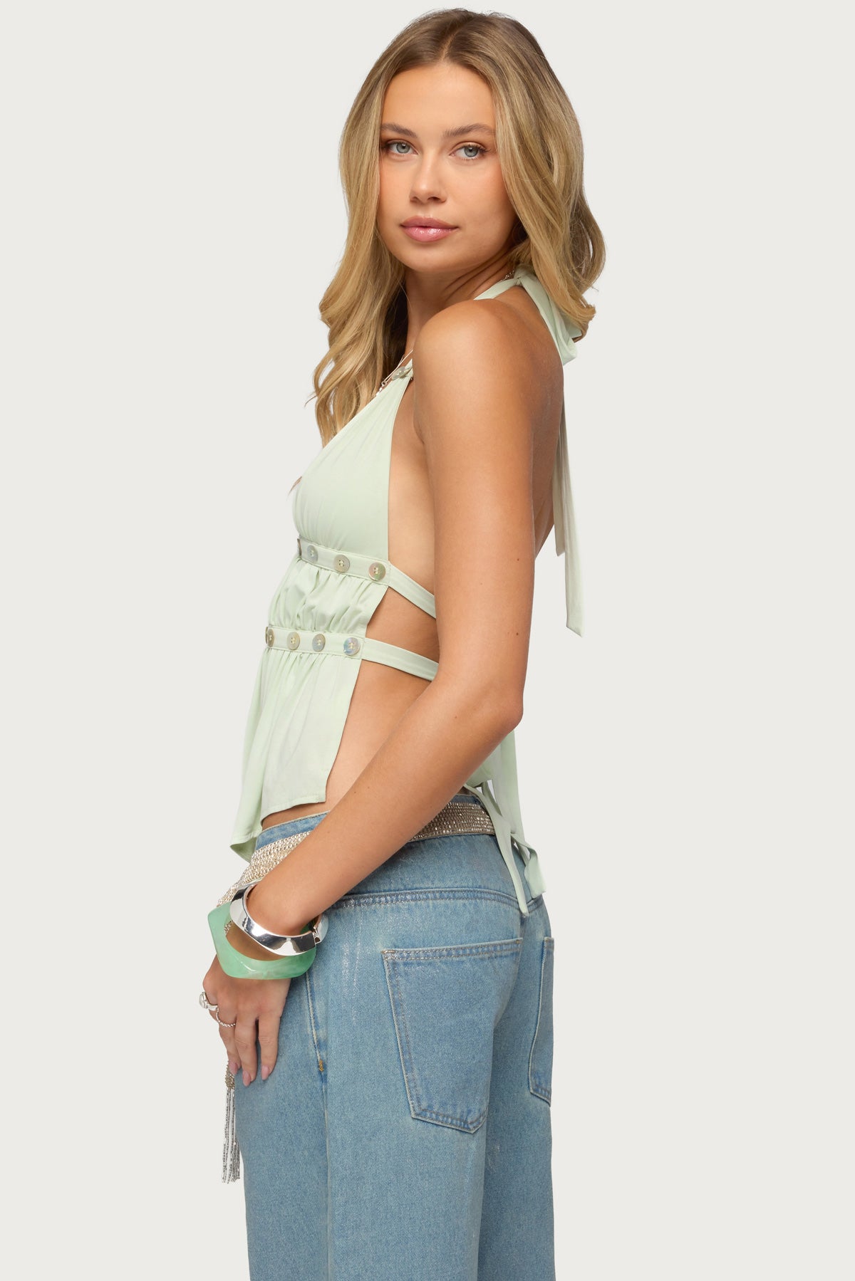 Izora Button Split Front Top - Image 5