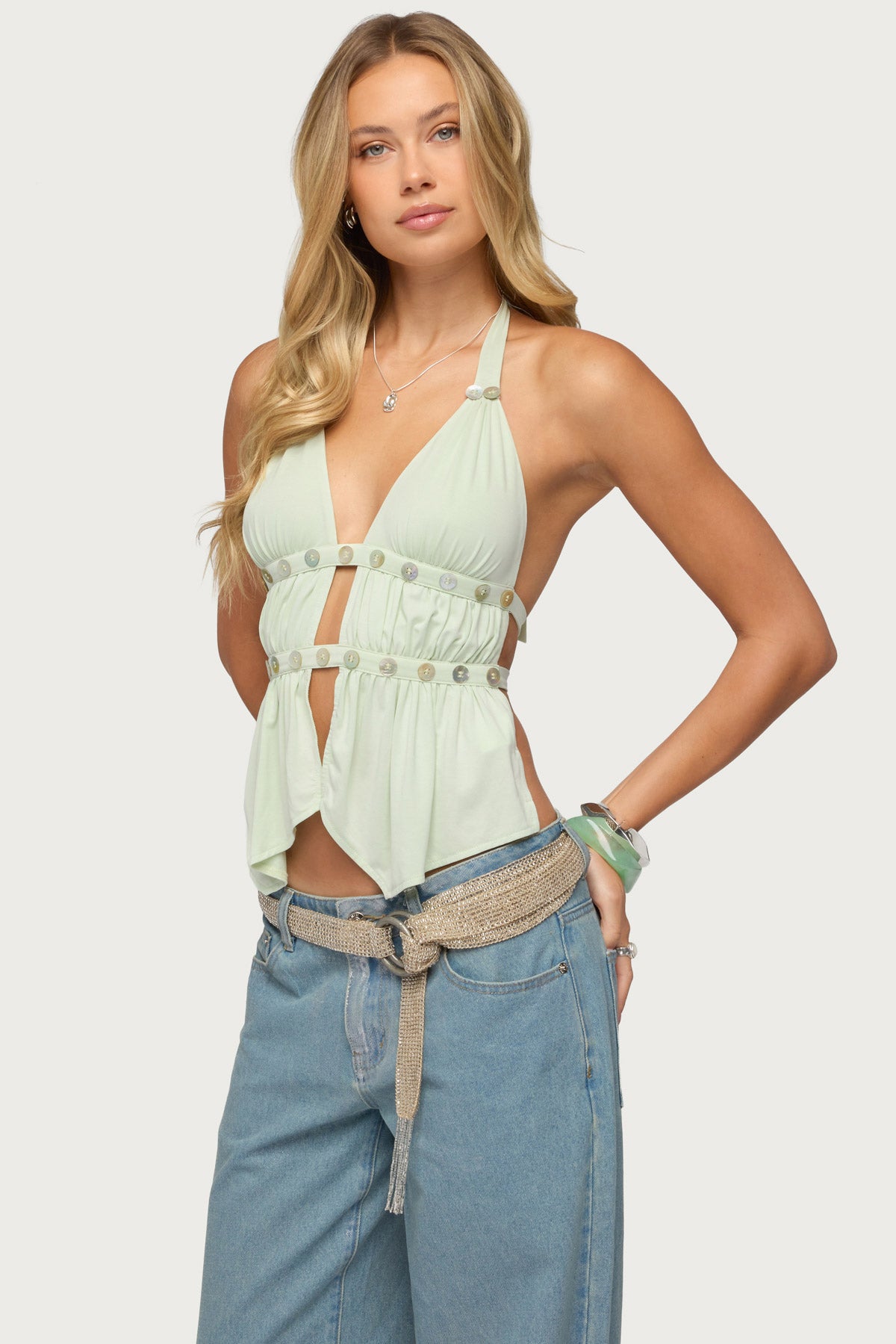 Izora Button Split Front Top - Image 3