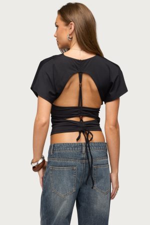 Salie Back Cutout Flutter Top