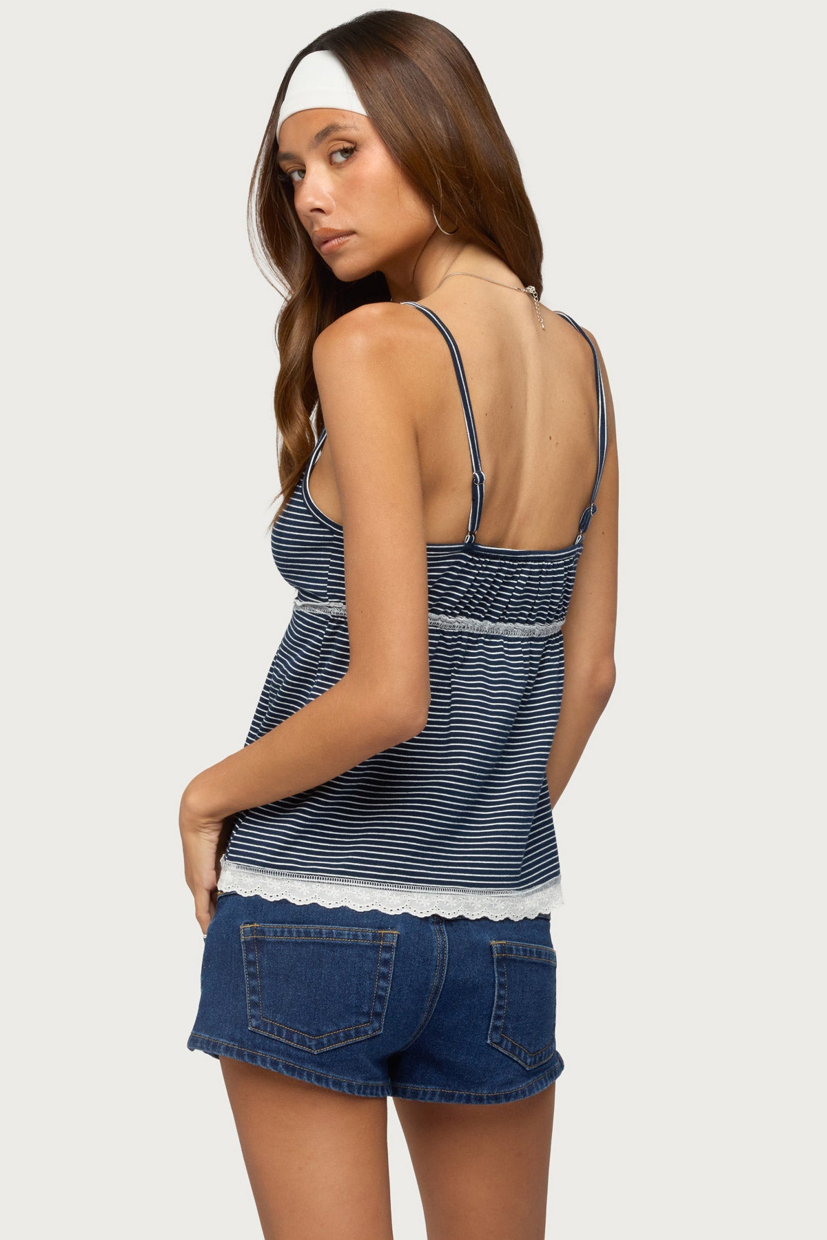 Eyelet & Striped Babydoll Tank Top - Image 4