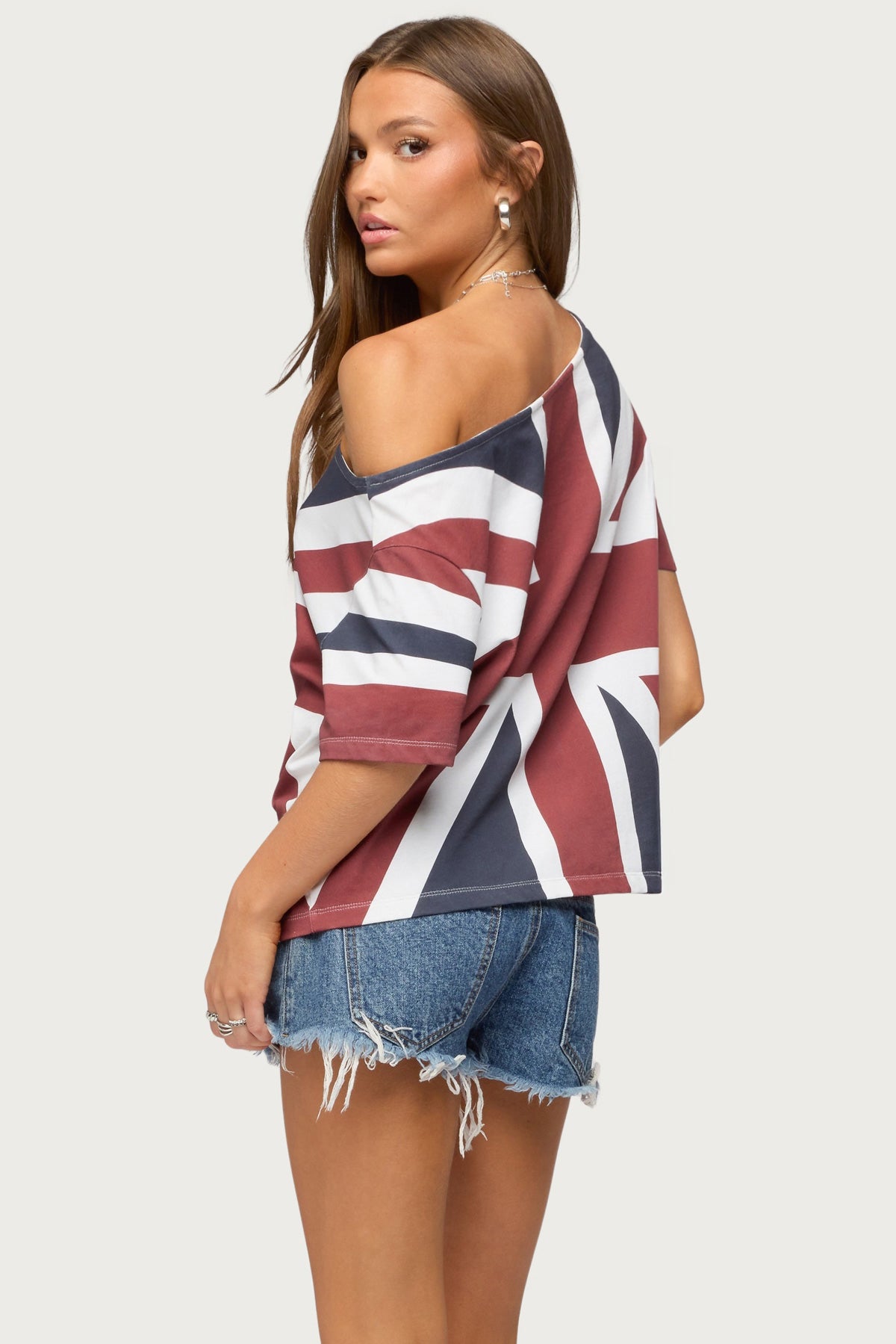 Union Jack Off Shoulder T Shirt - Image 5
