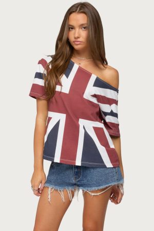 Union Jack Off Shoulder T Shirt