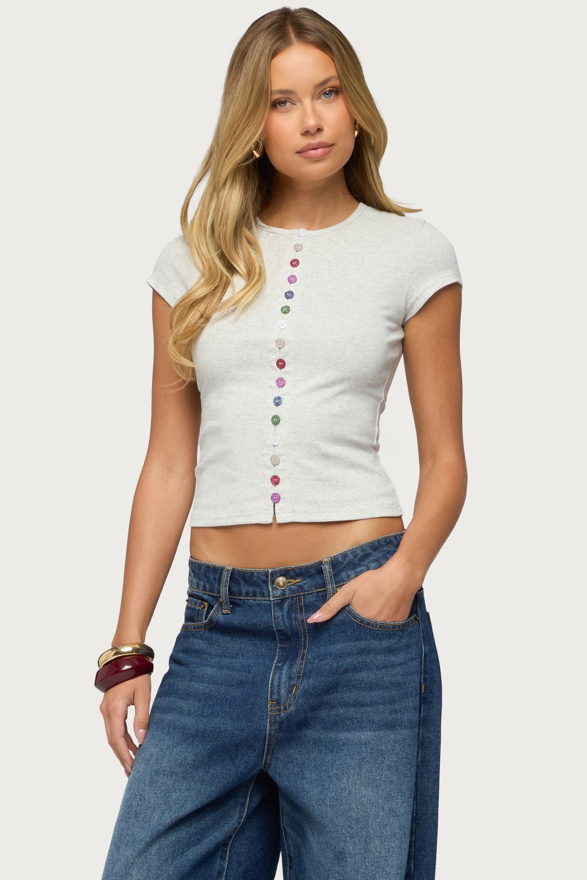 Cary Mixed Button Up T Shirt - Image 3