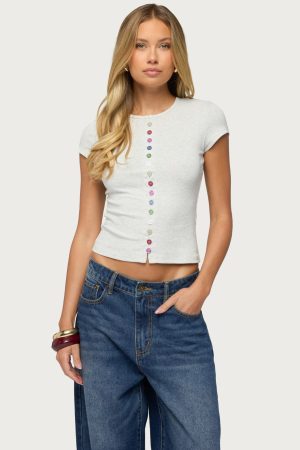 Cary Mixed Button Up T Shirt