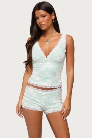Amanu Sequin Lace Tank Top