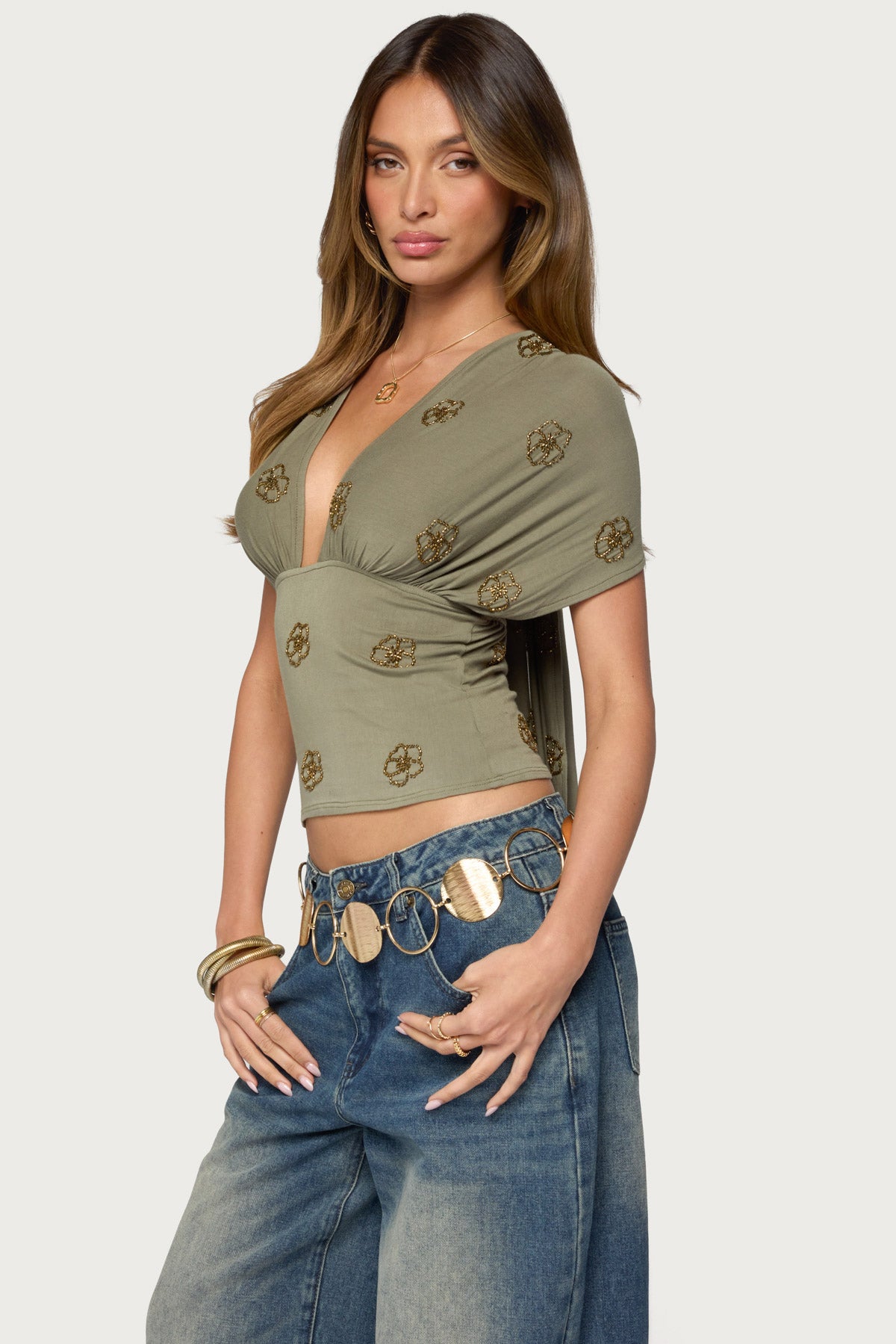 Ellora Beaded Flutter Tie Top - Image 3