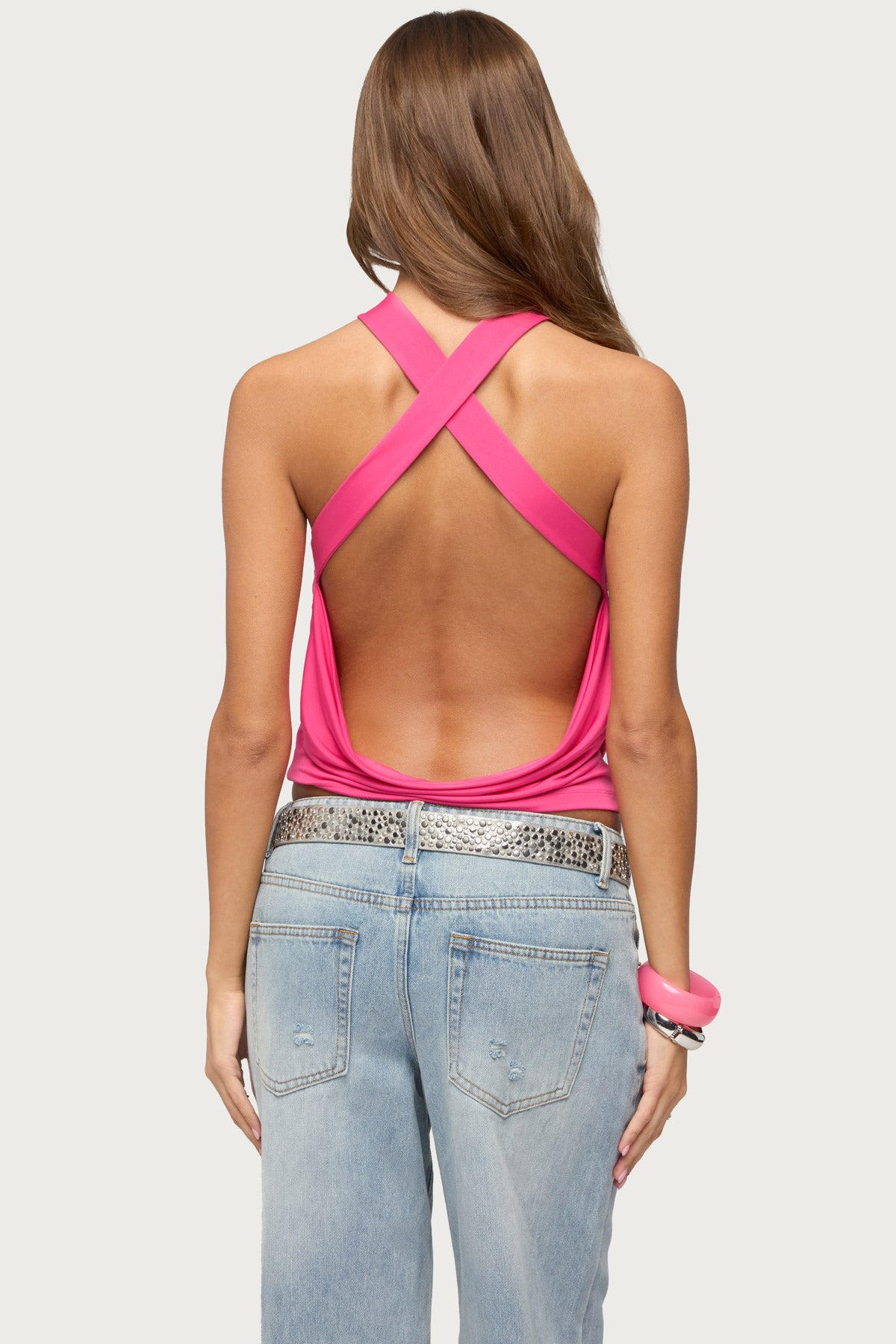 Maise Backless Cowl Neck Crisscross Top - Image 3