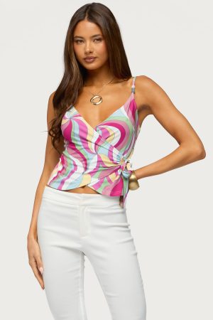 Galie Abstract Printed Wrap Top