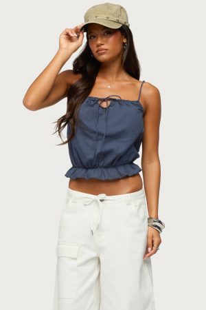 Tohar Keyhole Tie Front Top
