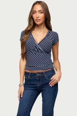 Naame Striped Wrap Top
