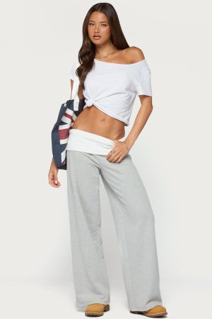 Idha Contrast Foldover Baggy Sweatpants
