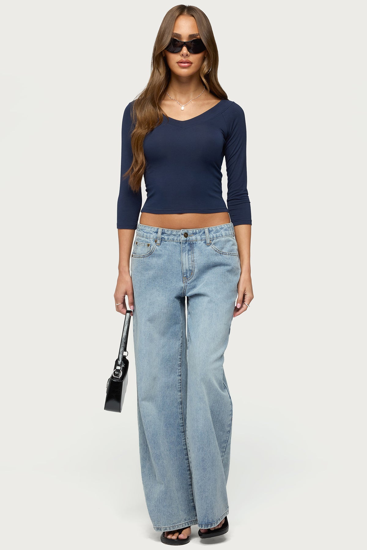Cecilie Three-Quarter Sleeve V Neck Top - Image 2