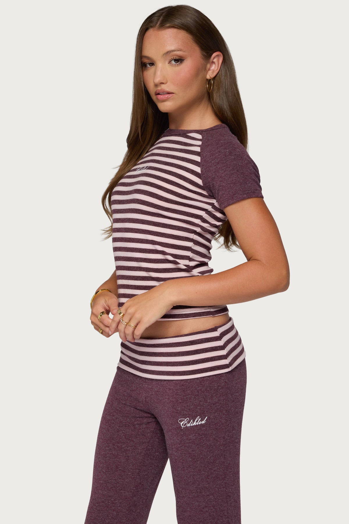 Stay Edikted Stripey Raglan T Shirt - Image 4