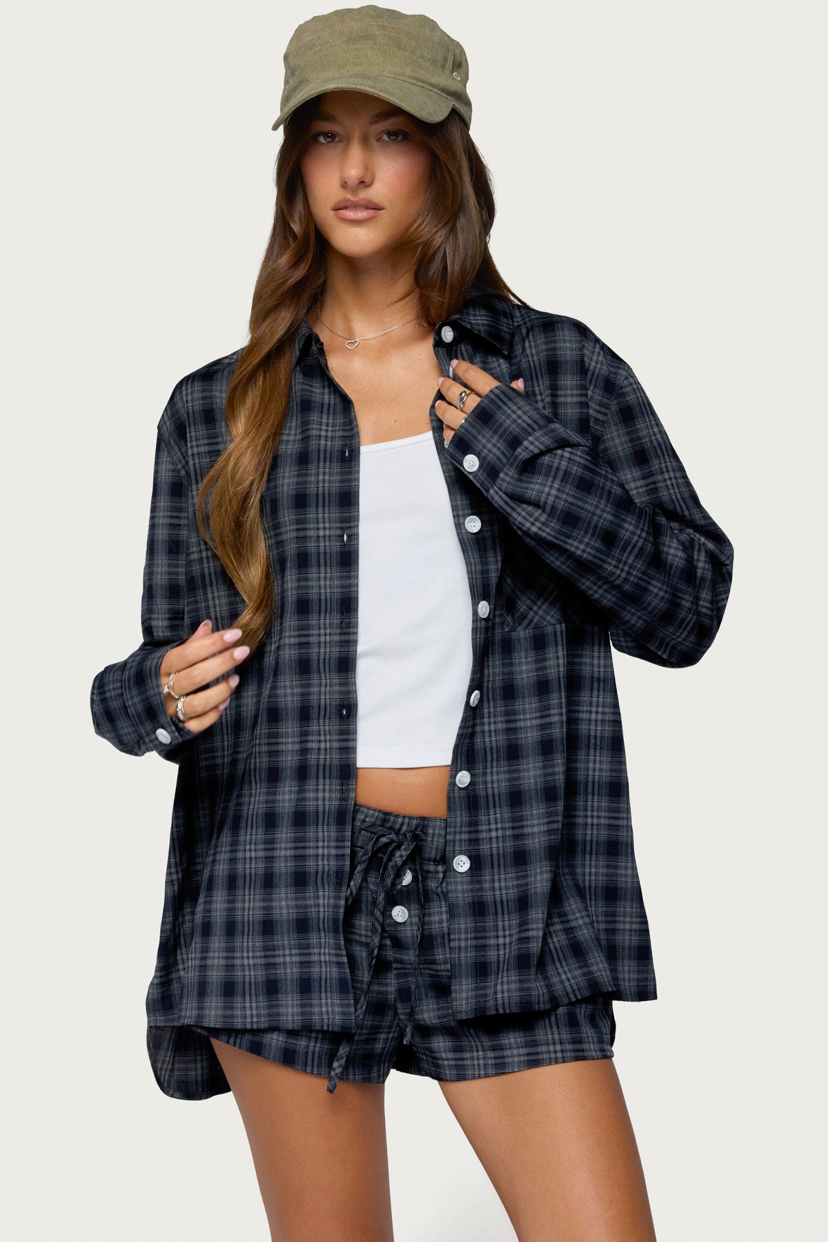 Alessa Plaid Button Up Long Sleeve Top - Image 2