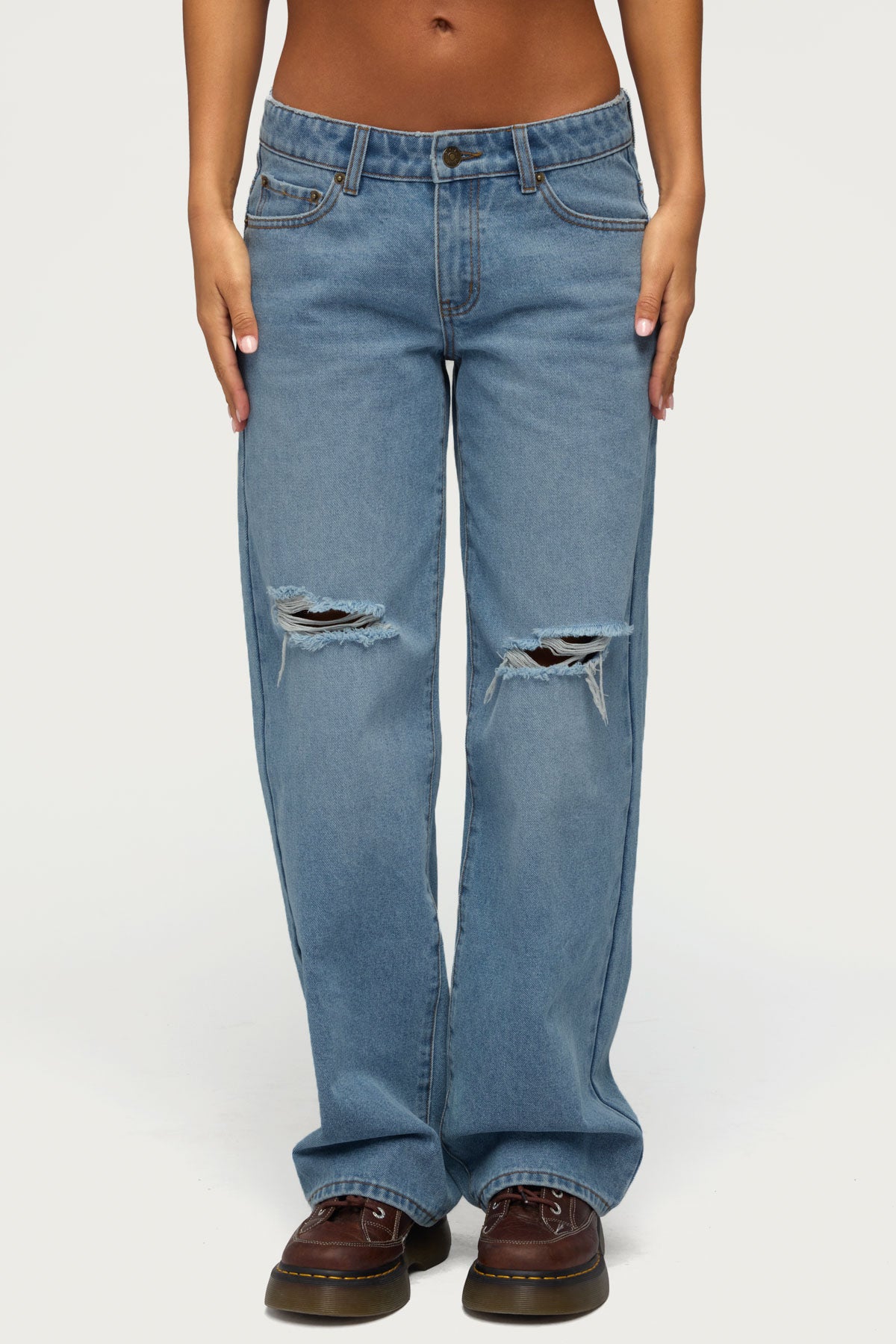 Juju Distressed Low Rise Baggy Jeans - Image 2