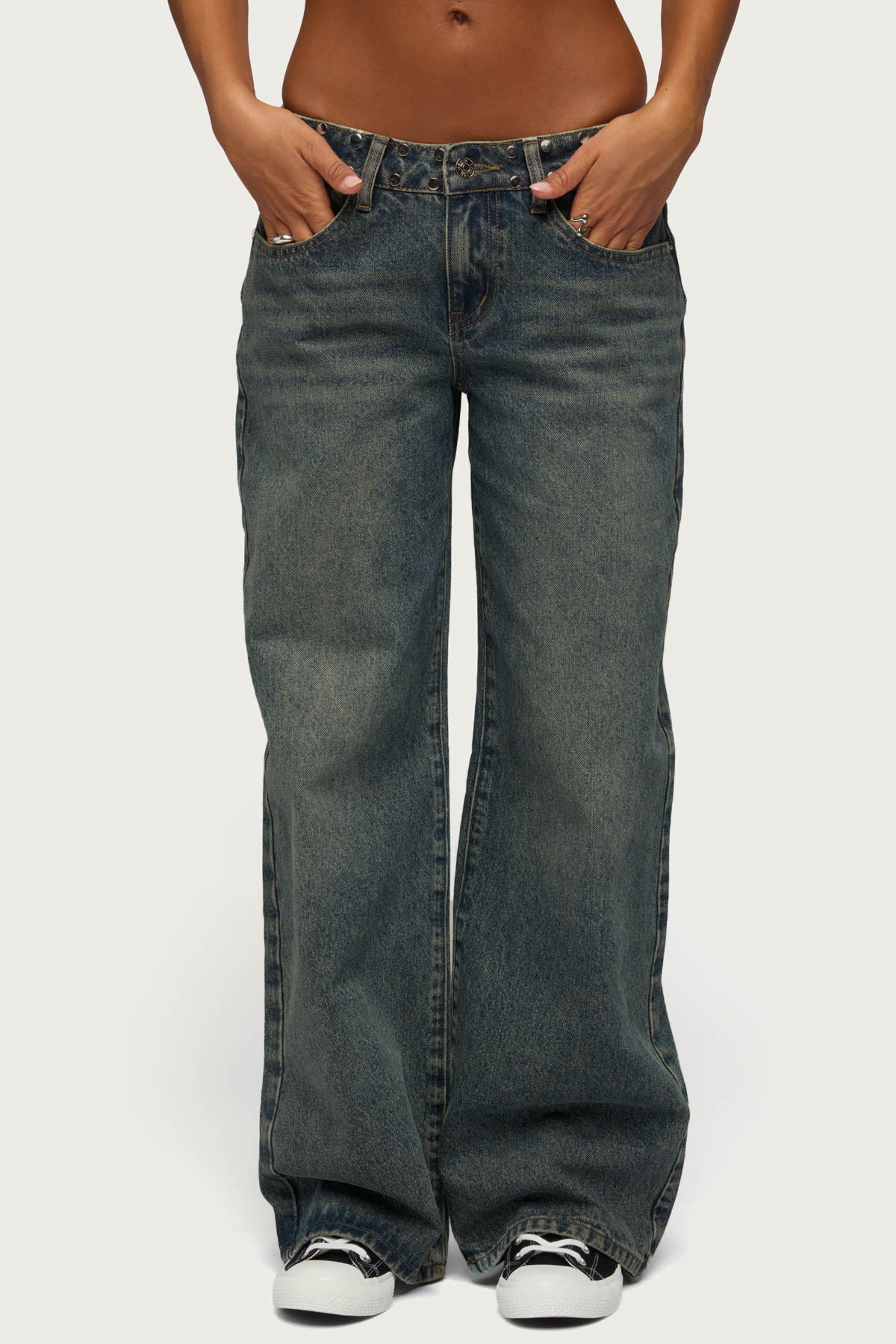 NYC Studded Low Rise Baggy Jeans - Image 6