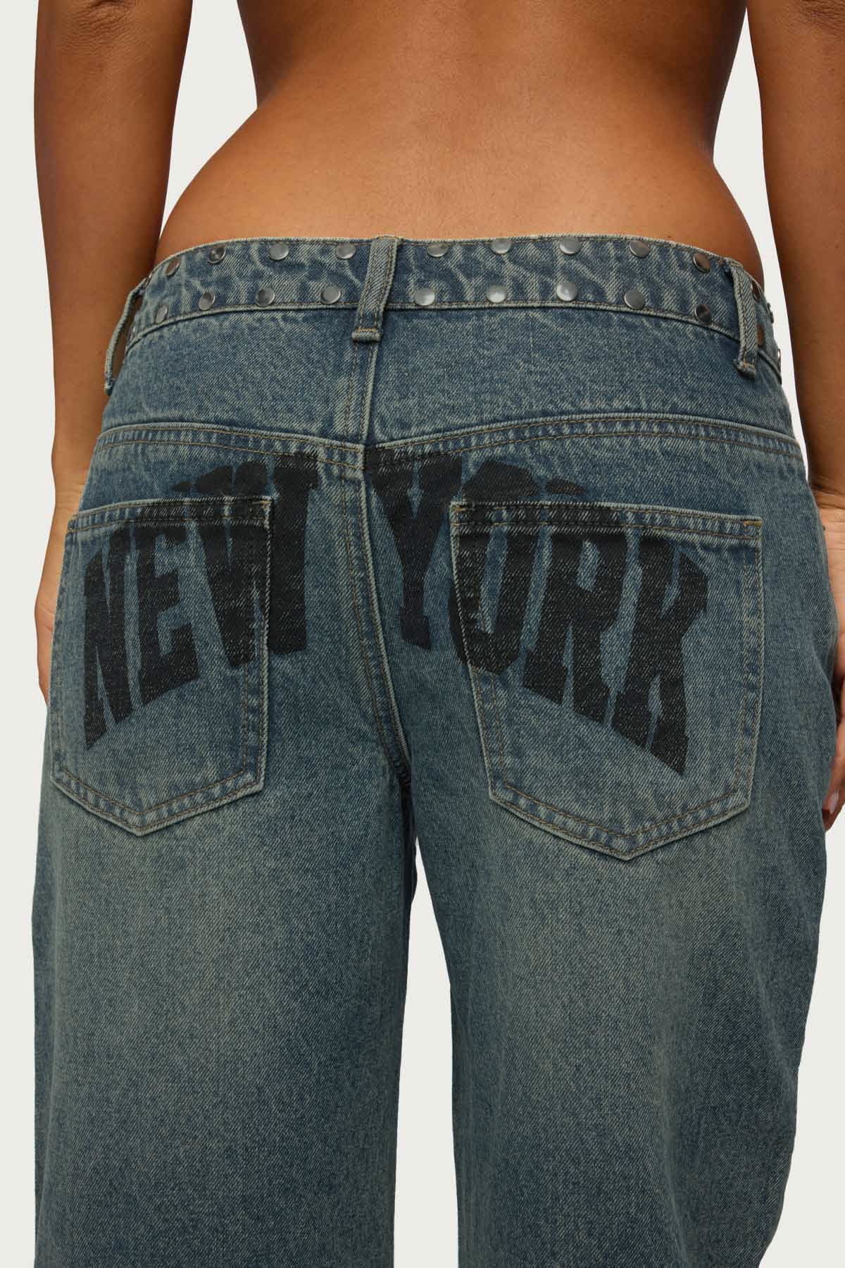 NYC Studded Low Rise Baggy Jeans - Image 2