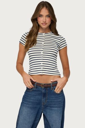 Bonita Striped Button Up Top